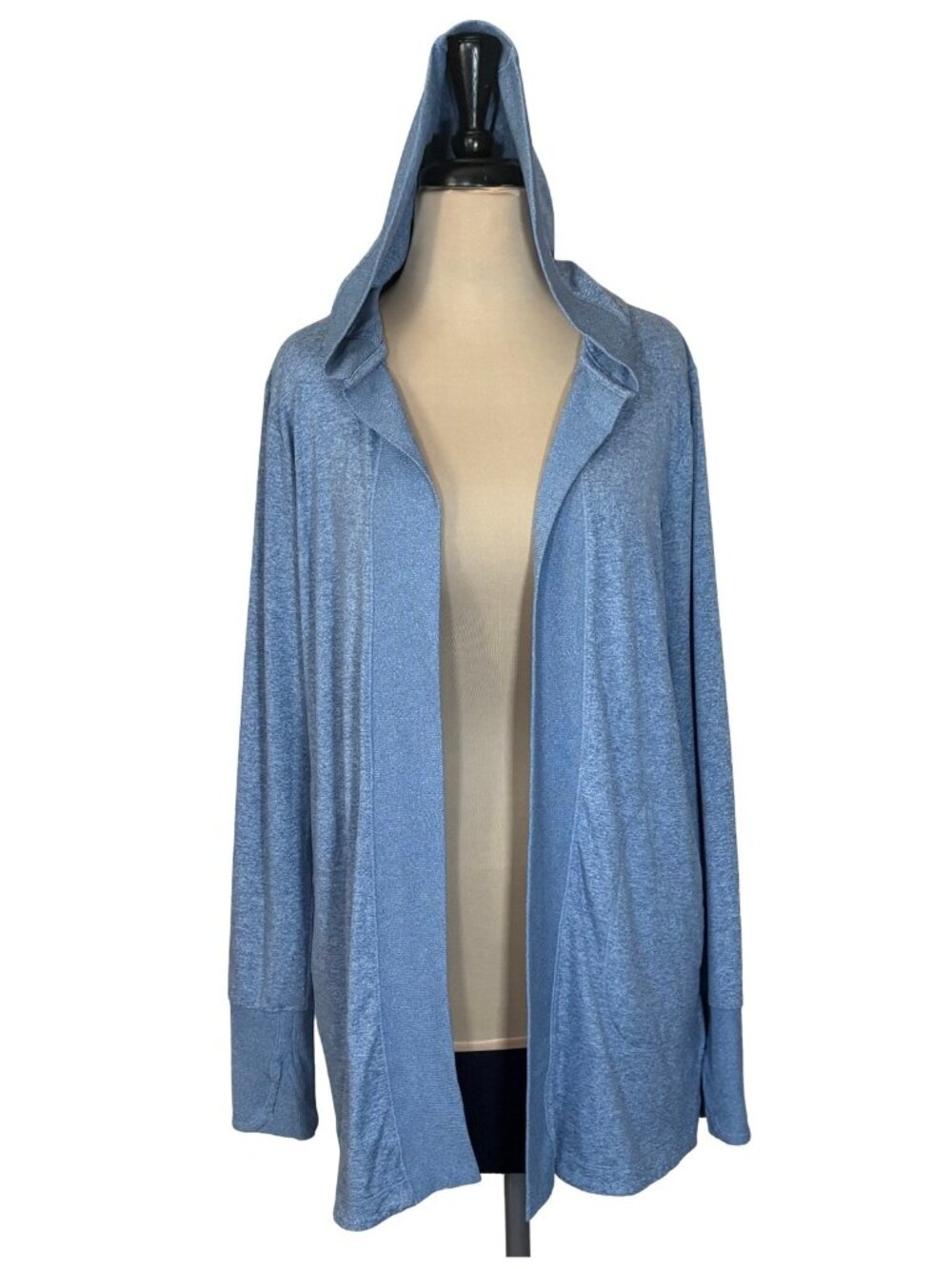 Athleta Uptempo Wrap Cardigan Small Quarry Blue Hooded Thumbholes